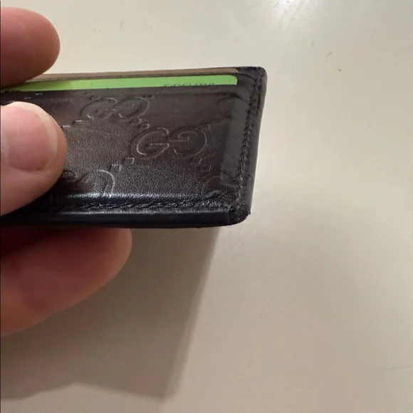 Gucci Embossed Black Leather Card Holder